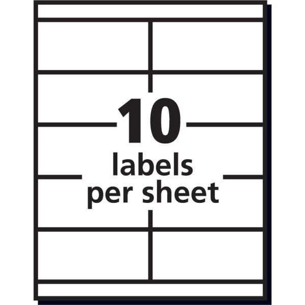 Avery Copier Mailing Labels, Copiers, 2 X 4.25, White, 10/Sheet, 100 Sheets/Box