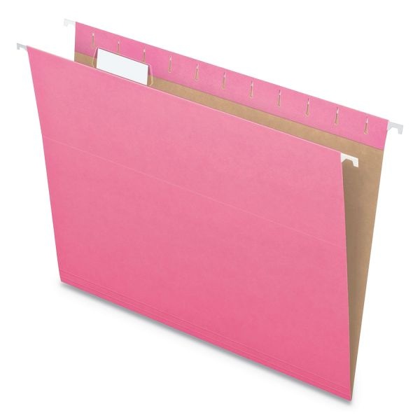Pendaflex Colored Hanging Folders, Letter Size, 1/5-Cut Tabs, Pink, 25/Box