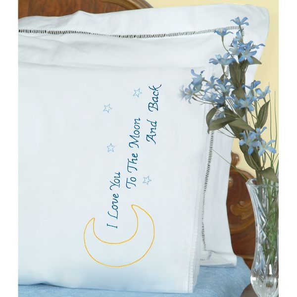 Jack Dempsey Stamped Pillowcases W/White Lace Edge 2/Pkg