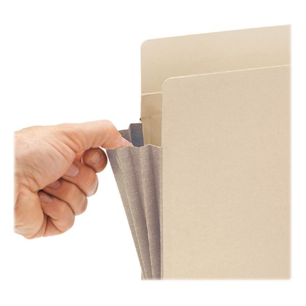 Smead Manila End Tab File Pockets With Tyvek-Lined Gussets, 5.25" Expansion, Letter Size, Manila, 10/Box