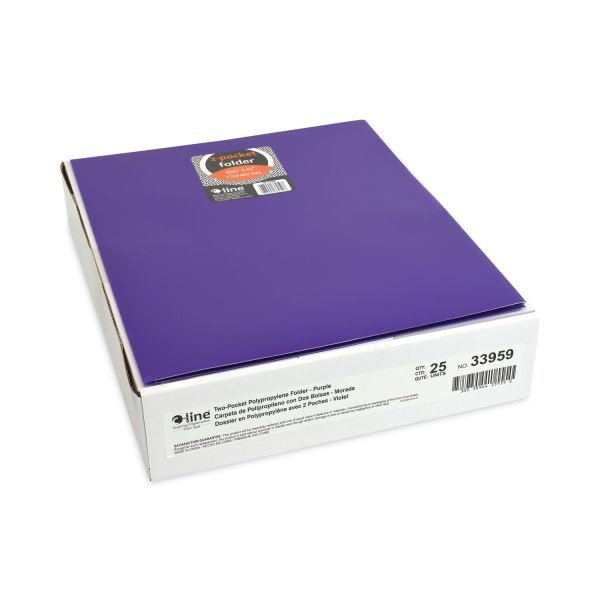C-Line Two-Pocket Heavyweight Poly Portfolio Folder, 11 X 8.5, Purple, 25/Box