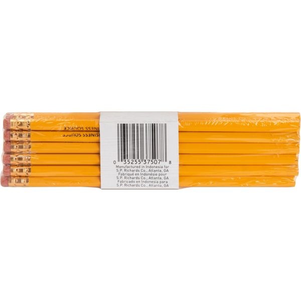 Business Source Woodcase Pencils, #2 Lead, Yellow Barrel, Pack Of 12