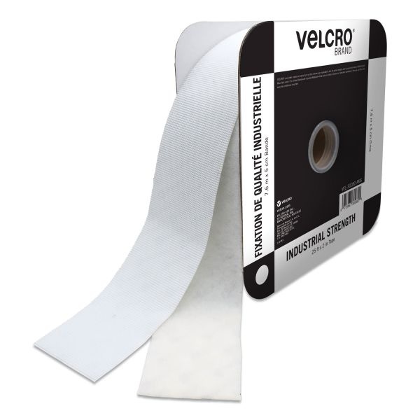 Velcro Brand Industrial Strength Heavy-Duty Fasteners, 2" X 25 Ft, White