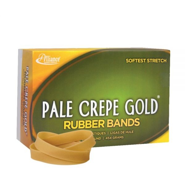 Alliance Pale Crepe Gold Rubber Bands, #84, 3 1/2" X 1/2", 1 Lb, Box Of 240