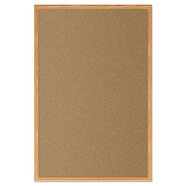 Mead Cork Bulletin Board, 36 X 24, Oak Frame
