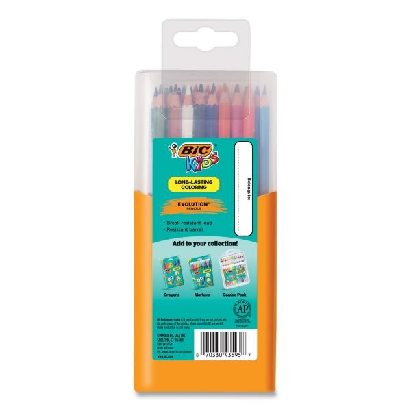 Bic Kids Coloring Pencils In Plastic Case, 0.7 Mm, Hb2 (#2), Assorted Lead, Assorted Barrel Colors, 24/Pack