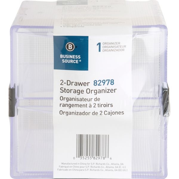 Sparco 2-Drawer Storage Organizer, 6"H X 6"W X 6"D, Clear