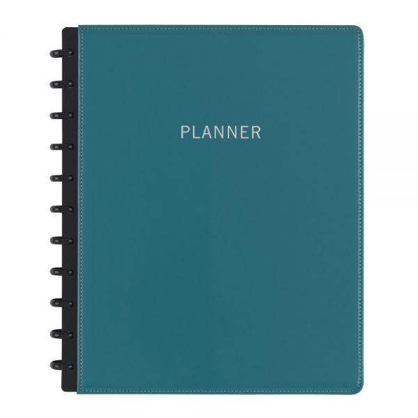 Tul Discbound Monthly Planner Starter Set, Undated, Letter Size, Leather Cover, Teal, Undated Calendar
