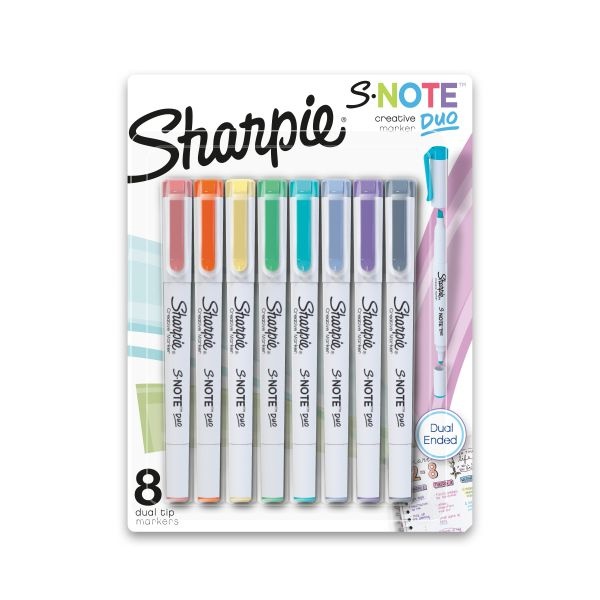 Sharpie S-Note Duo Dual-Ended Creative Highlighters 8/Pkg