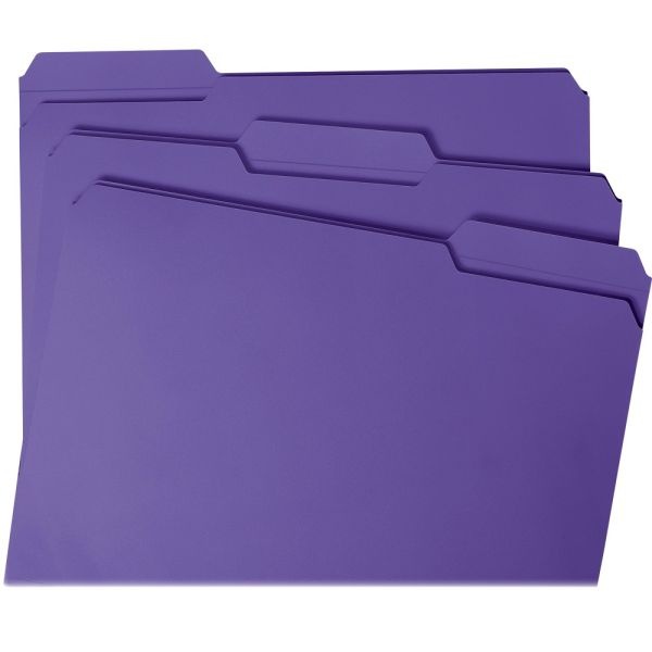 Smead 1/3-Cut 2-Ply Color File Folders, Letter Size, Purple, Box Of 100