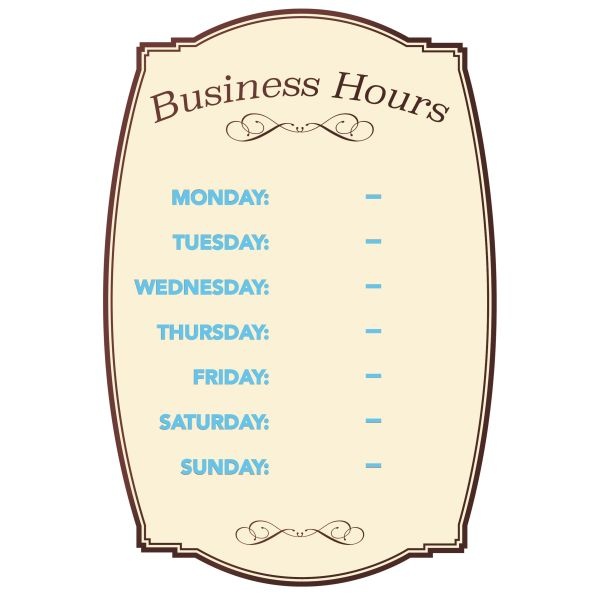 Cosco Business Hours Boutique Sign Static Cling Numbers Included 8 X 12