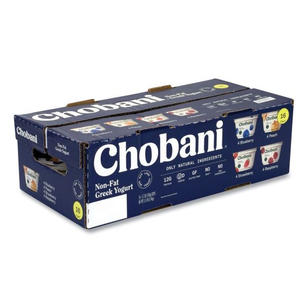 Chobani Greek Yogurt Variety Pack, Assorted Flavors, 5.3 Oz Cup, 16 Cups/Box