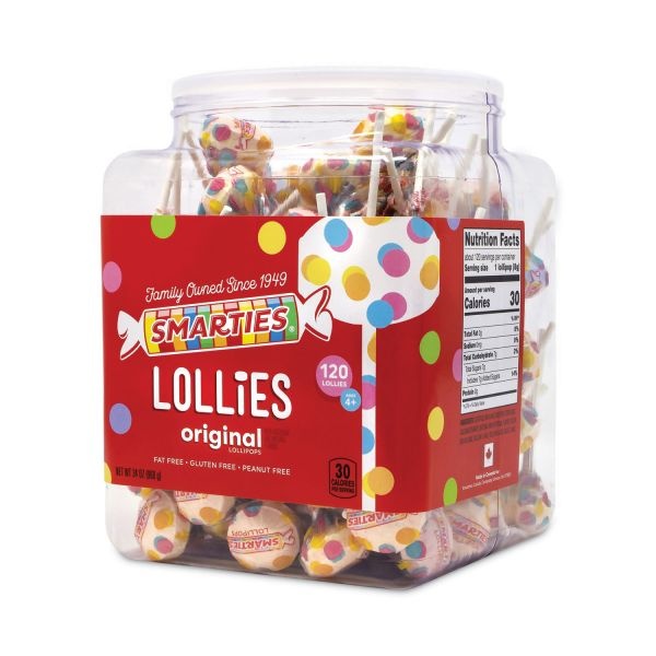 Nestlé Smarties Lollies Lollipops, 34 Oz Jar, 120 Pieces