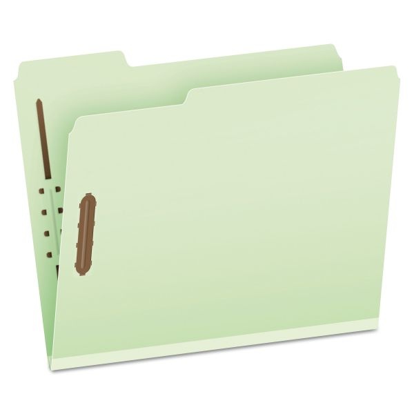 Pendaflex Heavy-Duty Pressboard Folders With Embossed Fasteners, 1/3-Cut Tabs, 1" Expansion, 2 Fasteners, Letter Size, Green, 25/Box