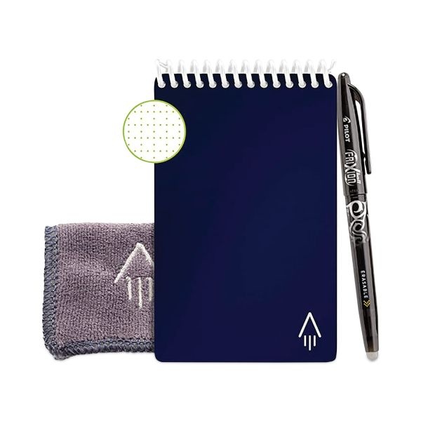 Rocketbook Mini Notepad, Midnight Blue Cover, Dot Grid Rule, 3 X 5.5, White, 24 Sheets