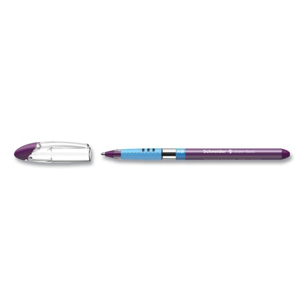 Slider Basic Ballpoint Pen, Stick, Extra-Bold 1.4 Mm, Violet Ink, Violet Barrel, 10/Box