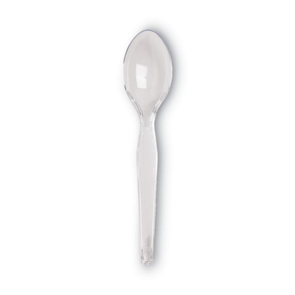 Dixie Plastic Cutlery, Heavyweight Teaspoon, Crystal Clear, 6", 1,000/Carton