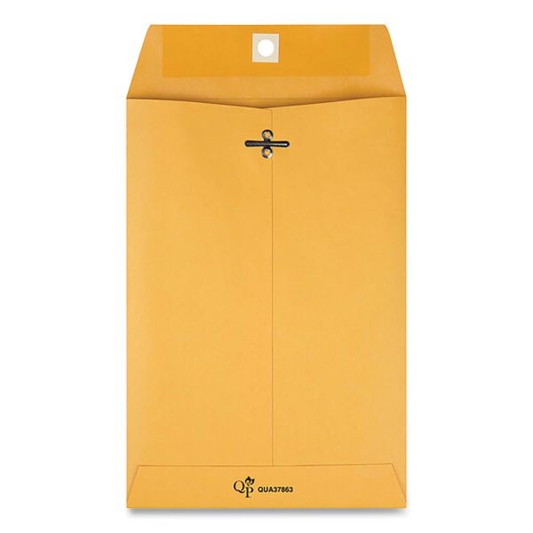 Quality Park Clasp Envelope Clasp (6 1/2" X 9 1/2"), 28 Lb,Gummed Kraft, Box Of 100