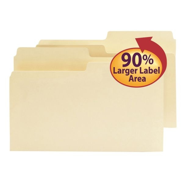 Smead Supertab File Folders, Legal Size, 1/3 Cut, Manila, Box Of 100