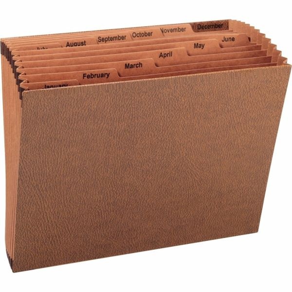 Sparco Heavy-Duty Accordion File, Letter Size, 30% Recycled, Brown, 12 Pockets