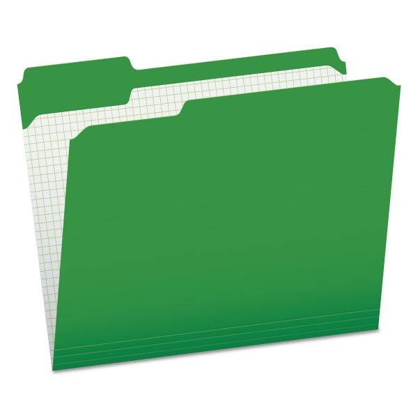 Pendaflex Double-Ply Reinforced Top Tab Colored File Folders, 1/3-Cut Tabs: Assorted, Letter, 0.75" Expansion, Bright Green, 100/Box