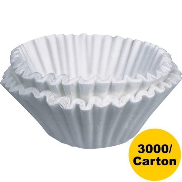 Bunn Flat Bottom Coffee Filters, 12 Cup Size, 250/Pack, 12 Packs/Carton