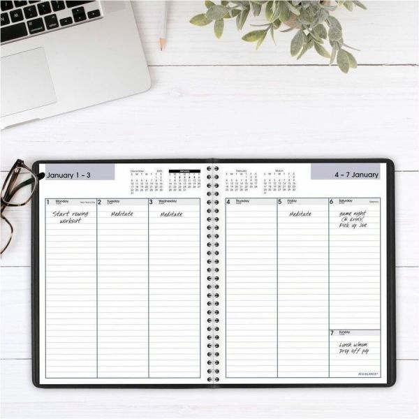 At-A-Glance Dayminder Weekly Planner, Vertical-Column Format, 8.75 X 7, Black Cover, 12-Month (Jan To Dec): 2024