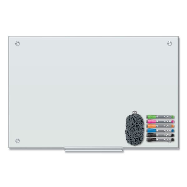 U Brands Magnetic Glass Dry Erase Board Value Pack, 36 X 24, White