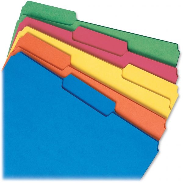 Smead Interior File Folders, 1/3-Cut Tabs: Assorted, Letter Size, 0.75" Expansion, Assorted Colors, 100/Box