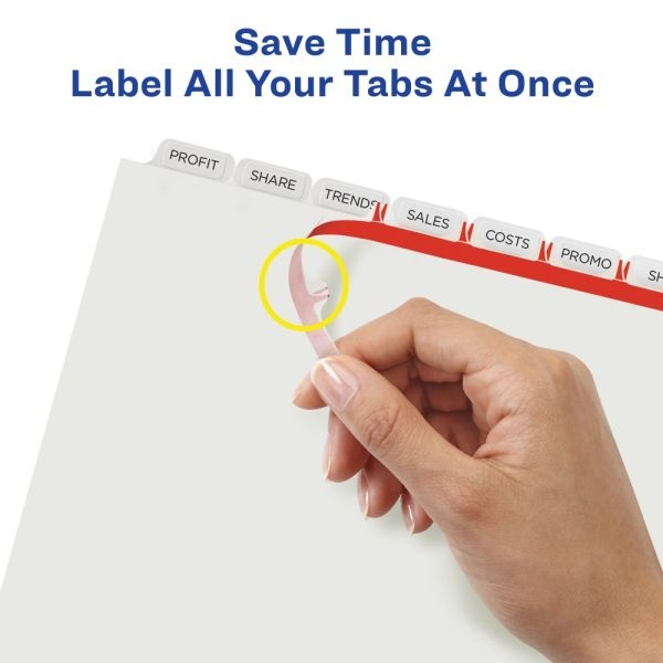 Avery Print & Apply Clear Label Translucent Plastic Dividers With Index Maker Easy Apply Printable Label Strip, 8 Frosted Clear Tabs
