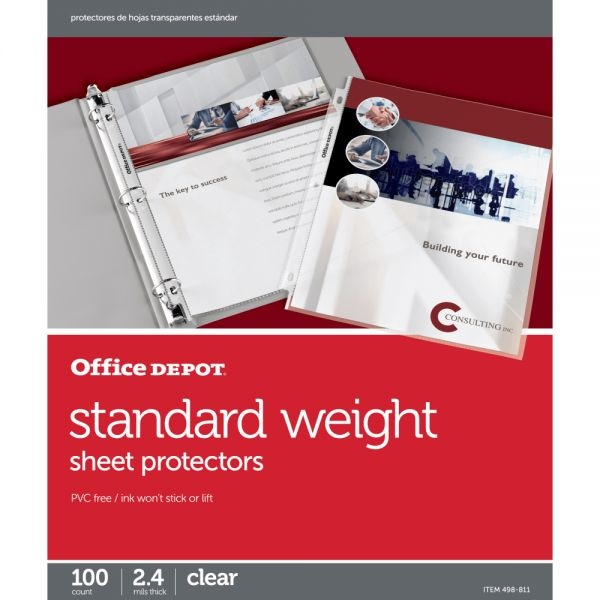 Standard Weight Sheet Protectors, 8-1/2" X 11", Clear, Box Of 100