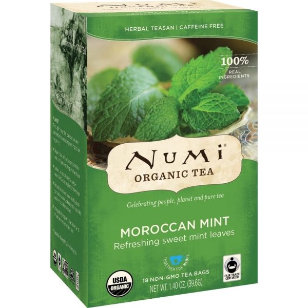 Numi Organic Teas And Teasans, 1.4Oz, Moroccan Mint, 18/Box