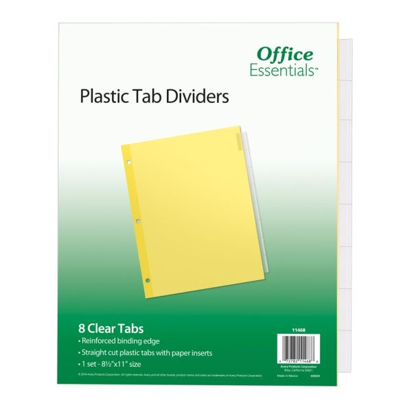 Avery Office Essentials Insertable Dividers, 8-Tab, 8 1/2" X 11", Buff/Clear