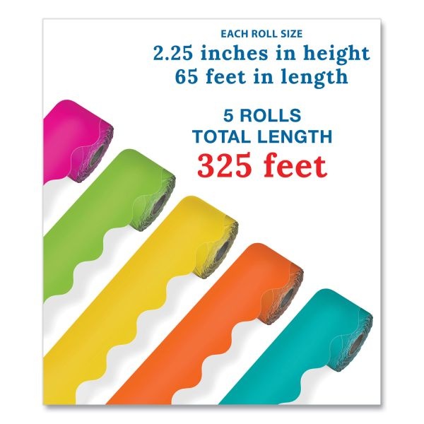 Carson-Dellosa Education Rolled Scalloped Border Set, Assorted, 2.25" X 65 Ft, 5/Set
