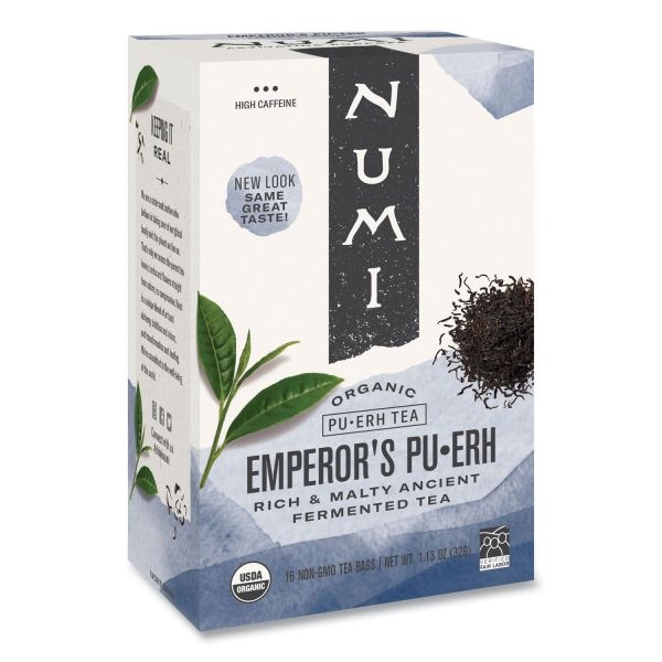 Numi Organic Teas And Teasans, 0.125Oz, Emperor's Puerh, 16/Box