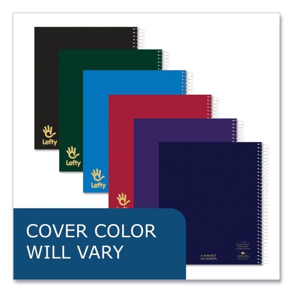 Roaring Spring Lefty Notebook, 3-Subject, Medium/College Rule, Asst Cover Color, (120) 11 X 9 Sheet, 24/Ct