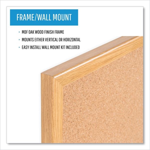 Mastervision Value Cork Bulletin Board With Oak Frame, 36 X 48, Natural Surface, Oak Oak Frame