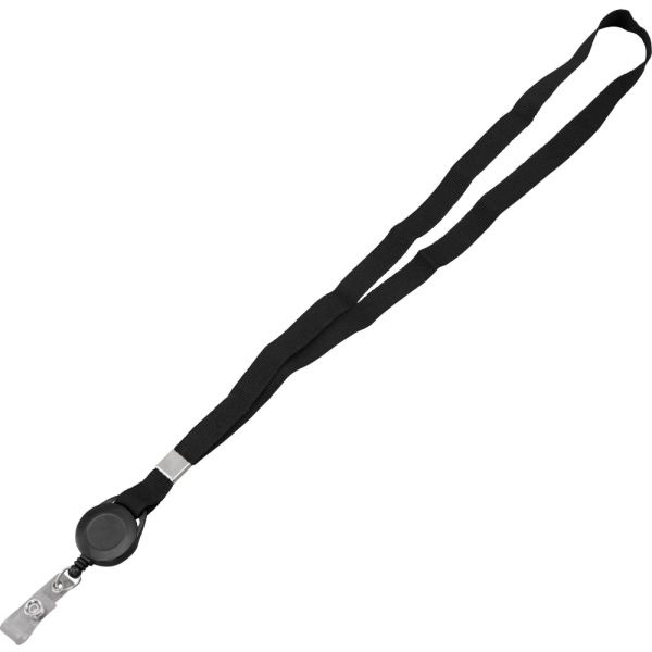 Advantus Badge Reel Lanyard - 12 / Pack - 36" Length - Black - Woven