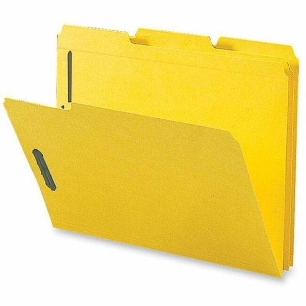 Sparco Color Fastener Folders With 2-Ply Tabs, Letter Size, Yellow, Box Of 50