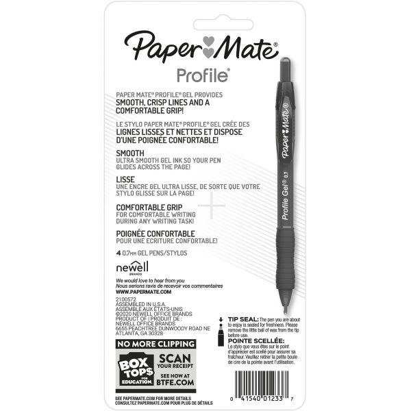 Paper Mate InkJoy Gel Pen - 0.7 mm Pen Point Size - Retractable - Black  Gel-based Ink - Black Barrel - 10 / Pack