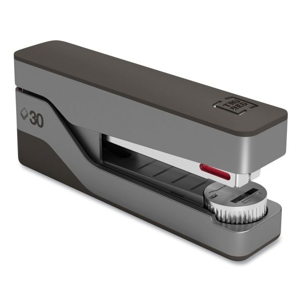 Tru Red Premium Desktop Half Strip Stapler, 30-Sheet Capacity, Gray/Black
