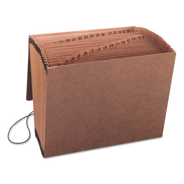 Smead Tuff Expanding File With Flap & Elastic Cord, 31 Pockets, 1-31, 12" X 10" Letter Size, 30% Recycled, Brown