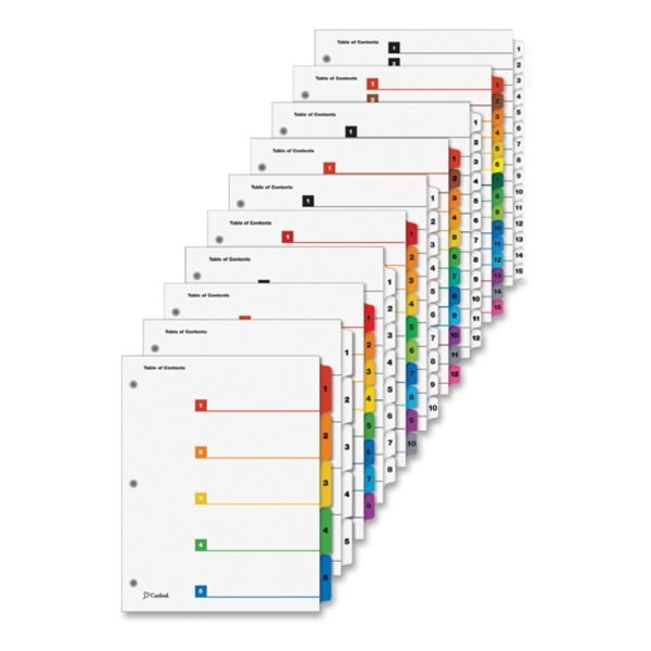 Cardinal Traditional Onestep Index System, 10-Tab, 1-10, Letter, Multicolor, 10 Dividers/ Set