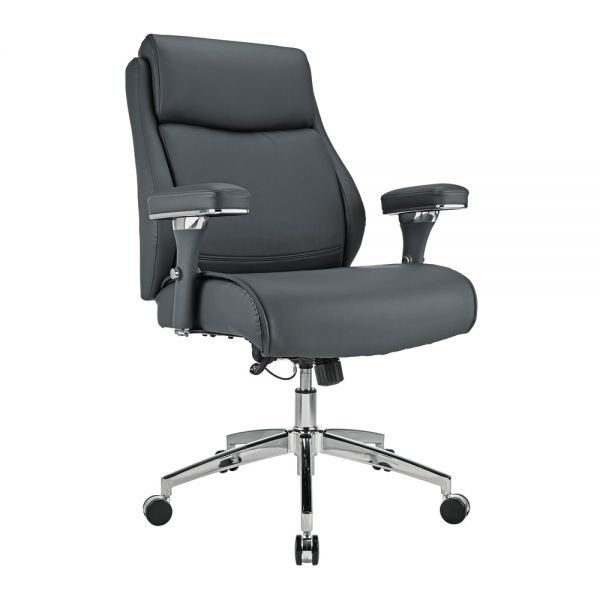 Realspace Modern Comfort Keera Bonded Leather Mid-Back Manager's Chair, Gray/Chrome