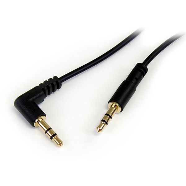 3 Ft Slim 3.5Mm To Right Angle Stereo Audio Cable - M/m
