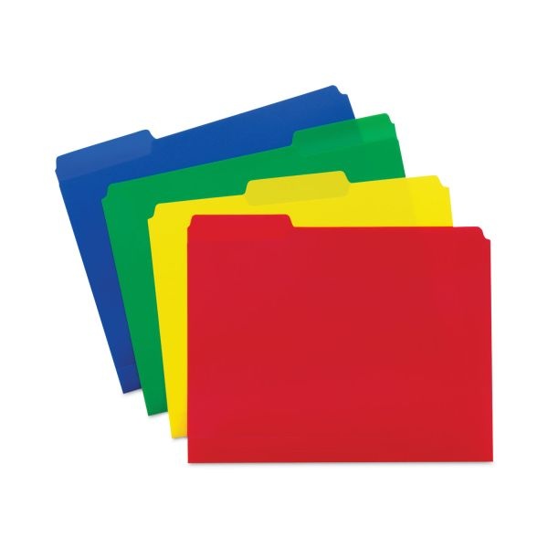 Smead Top Tab Poly Colored File Folders, 1/3-Cut Tabs: Assorted, Letter Size, 0.75" Expansion, Assorted Colors,12/Pack