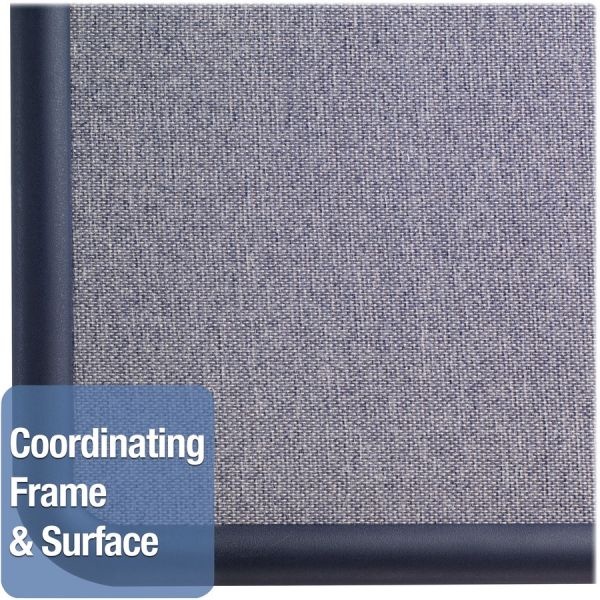 Quartet Contour Fabric Bulletin Board, 36 X 24, Light Blue, Plastic Navy Blue Frame