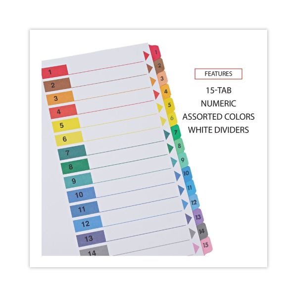 Universal Deluxe Table Of Contents Dividers For Printers, 15-Tab, 1 To 15; Table Of Contents, 11 X 8.5, White, 6 Sets