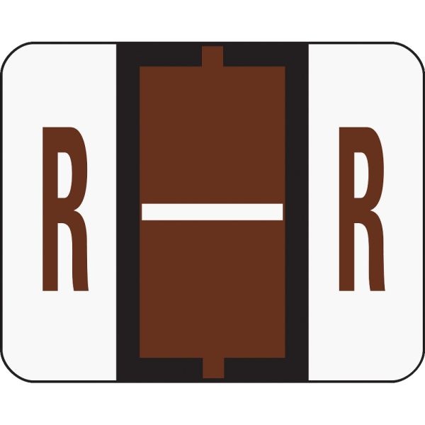 Smead Bccr Bar-Style Permanent Alphabetical Labels, R, Brown, Roll Of 500