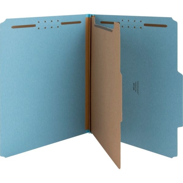Nature Saver 1-Divider Colored Classification Folders, Letter Size, Blue, Box Of 10